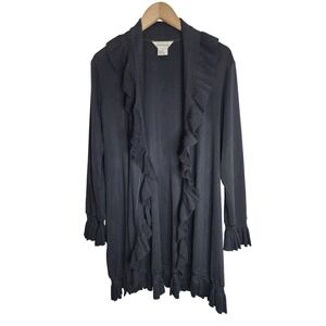 Misook Sweater Cardigan Women's Medium Long Sleeve Career Office Black‎